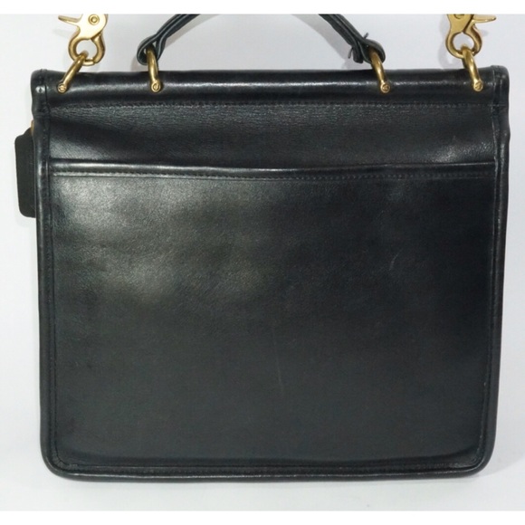 Coach Crossbody Handbag Vintage Black Leather - Picture 5 of 8